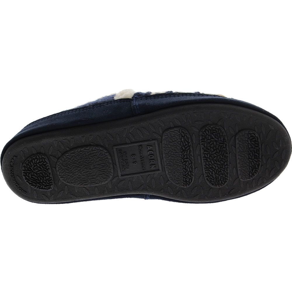 Acorn Nordic Moc Slippers - Womens Navy Sole View
