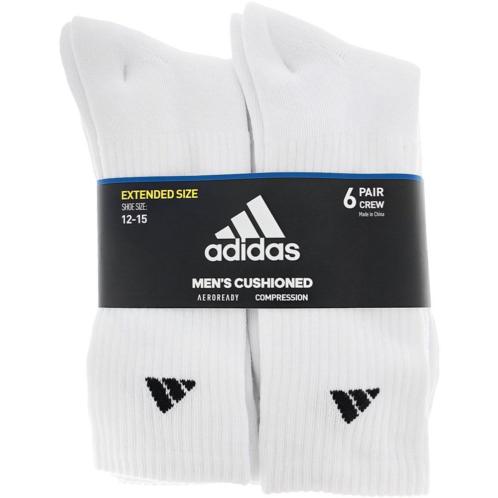 Adidas Mens 6 Pk Crew Socks White View 2