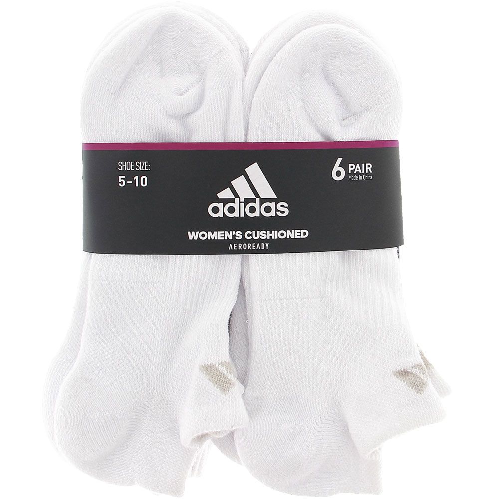 Adidas 3 Pack No Show 9-11 Socks White Grey View 2