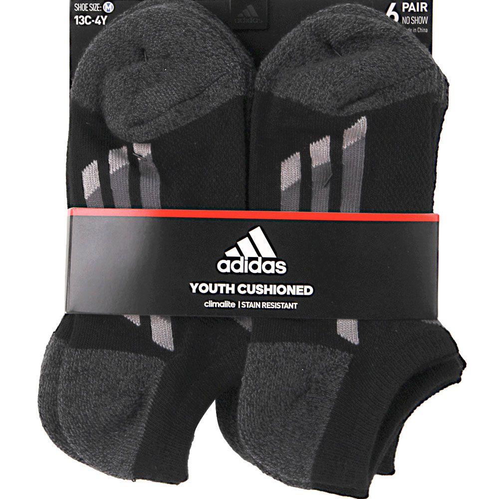 Adidas Vert Strp 6pk No 3-9 Socks Black Grey View 2