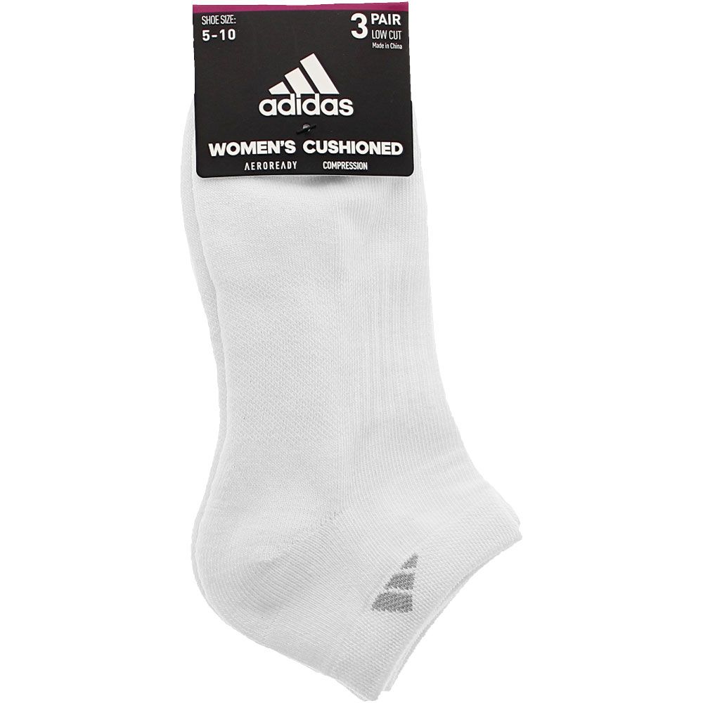 Adidas Womens Cushioned Low Cut 3pk Socks White View 2