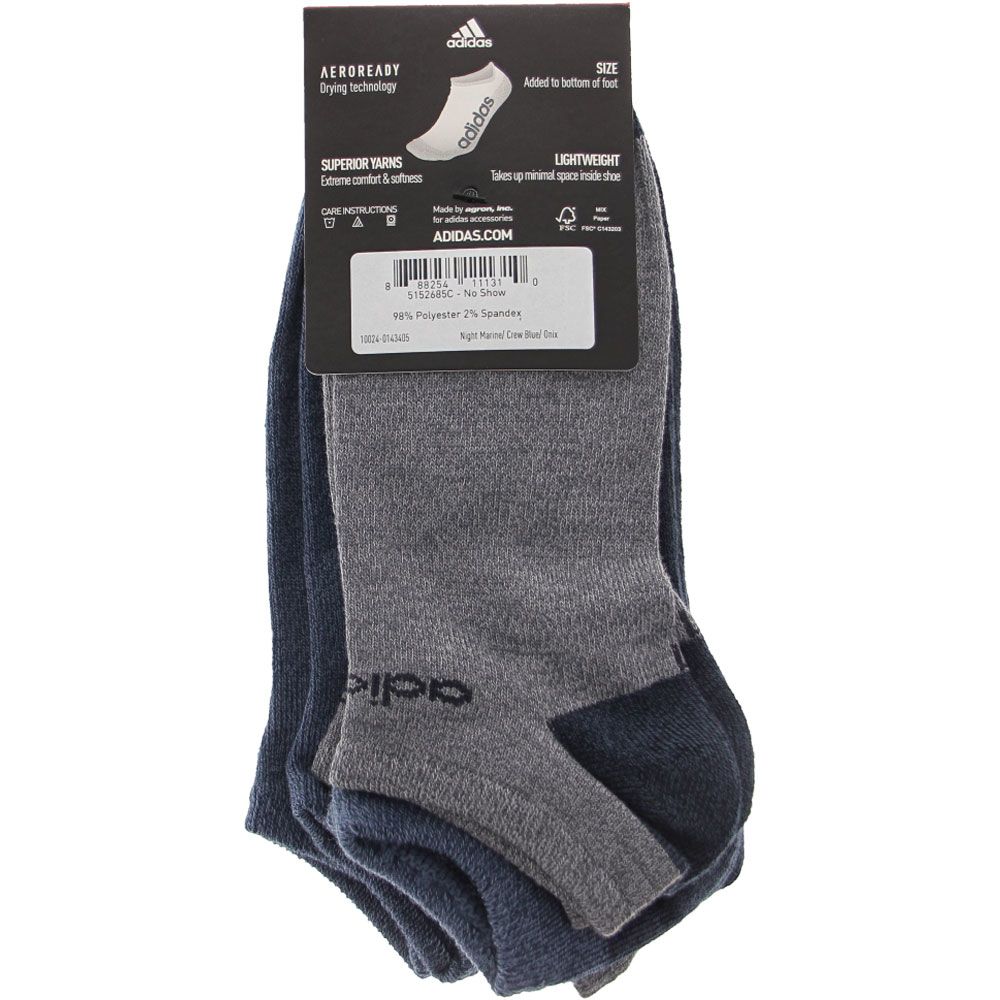 Adidas Youth Large Superlite 6pk Socks Blue Grey View 3