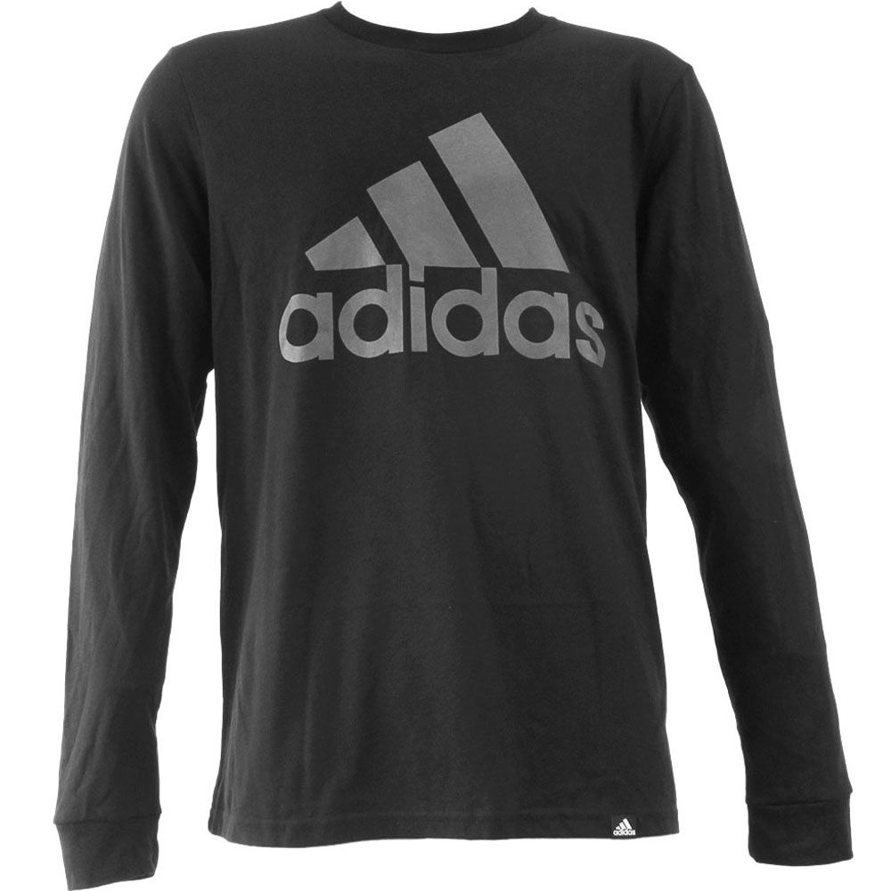 Adidas Badge Of Sport Long Sleeve T Shirts - Mens Black Grey