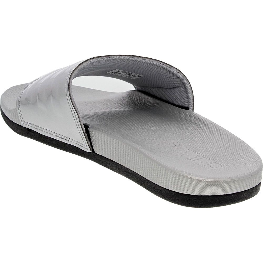 Adidas Adilette Cloudfoam Plus Logo Slides Sandals - Womens Silver Back View
