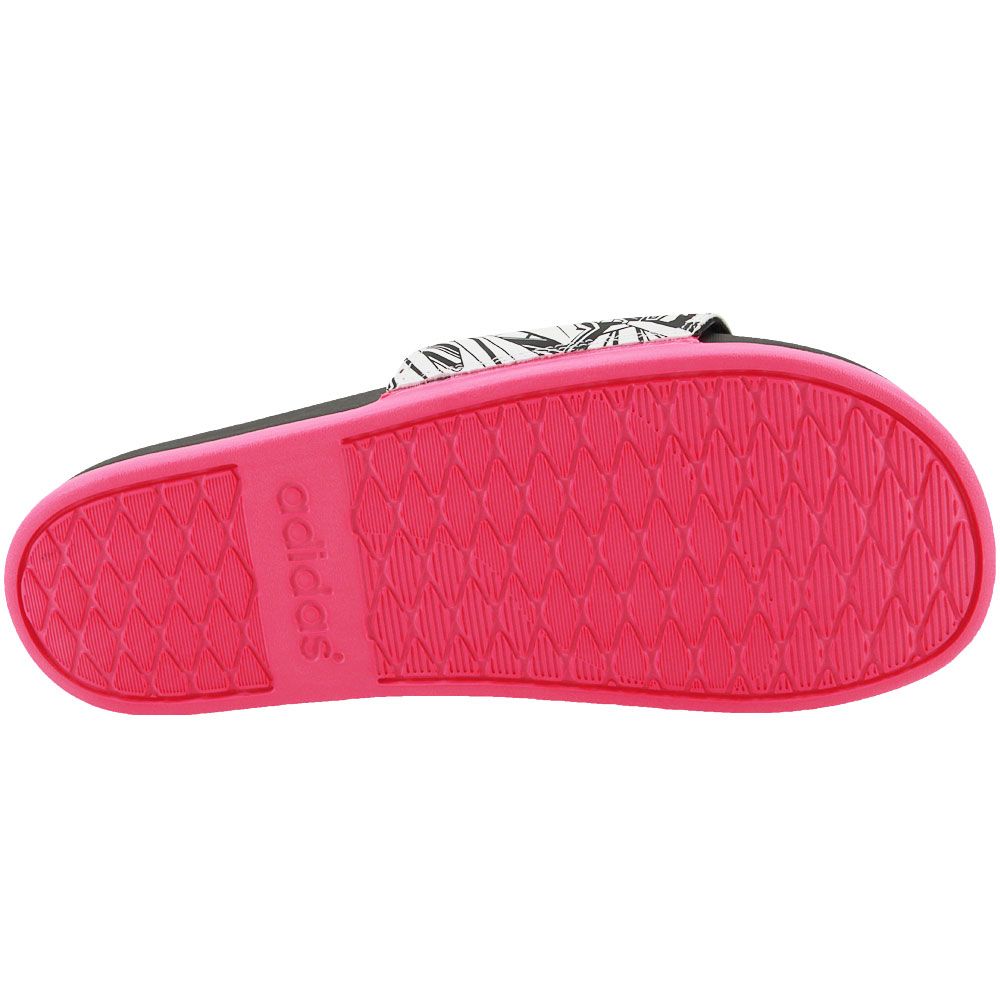 Adidas Adilette Cloudfoam Plus Logo Slides Sandals - Womens White Black Pink Sole View