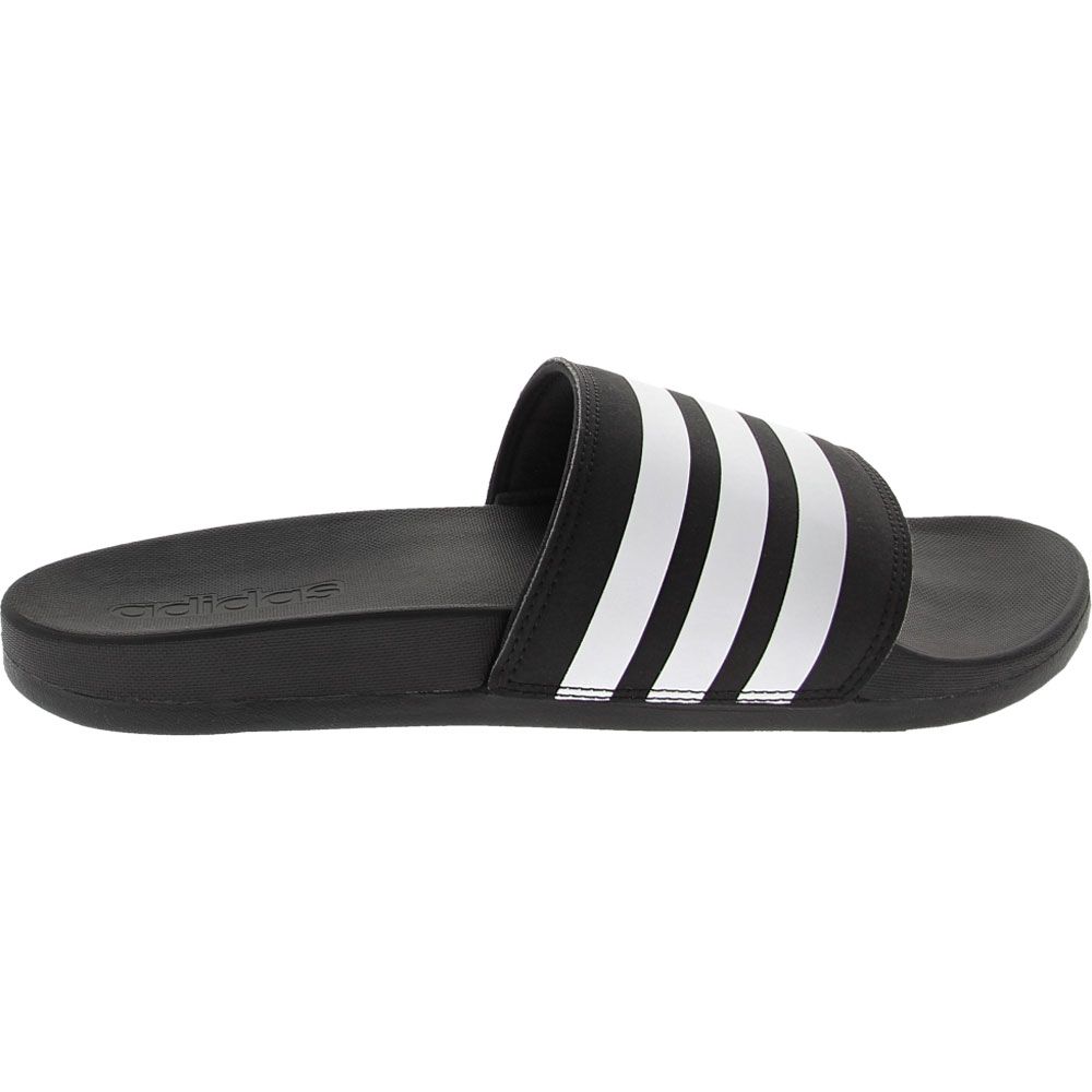 Adidas Adilette Cloudfoam Plus Logo Slides Sandals - Womens Black Black White Side View