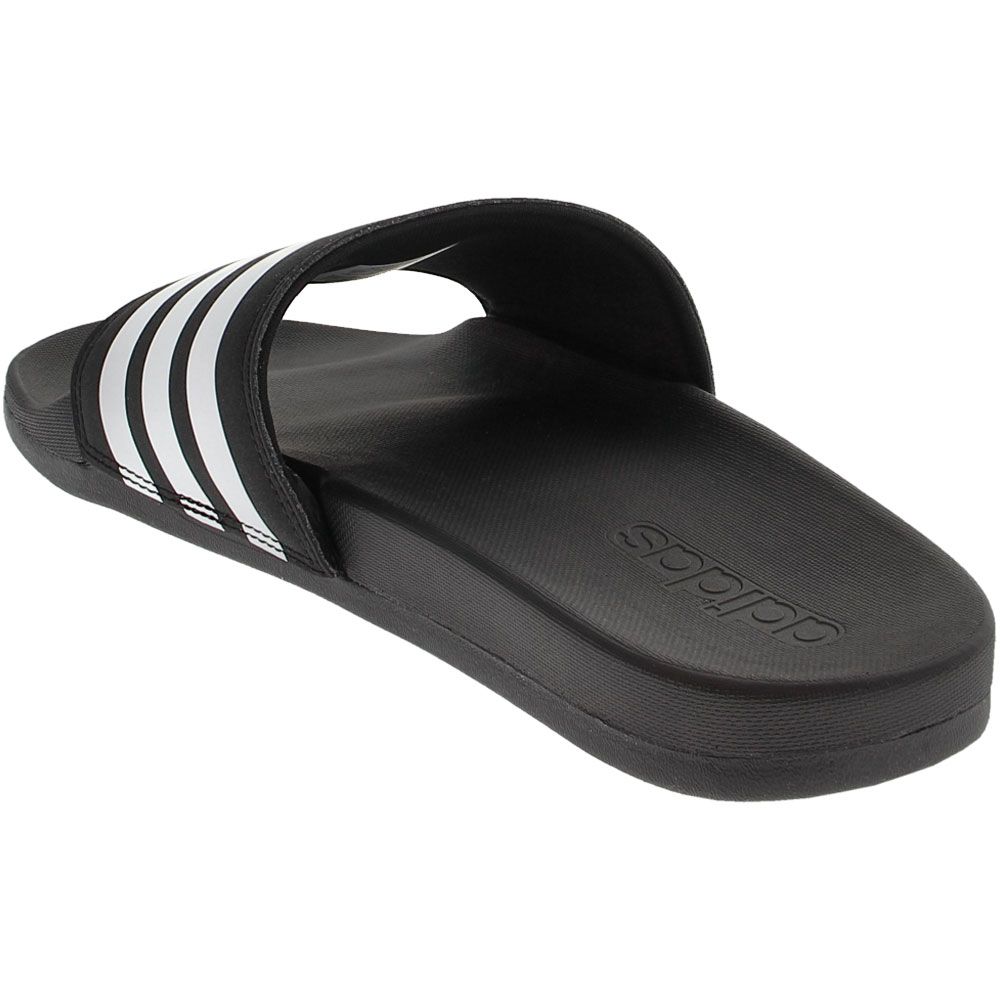 Adidas Adilette Cloudfoam Plus Logo Slides Sandals - Womens Black Black White Back View