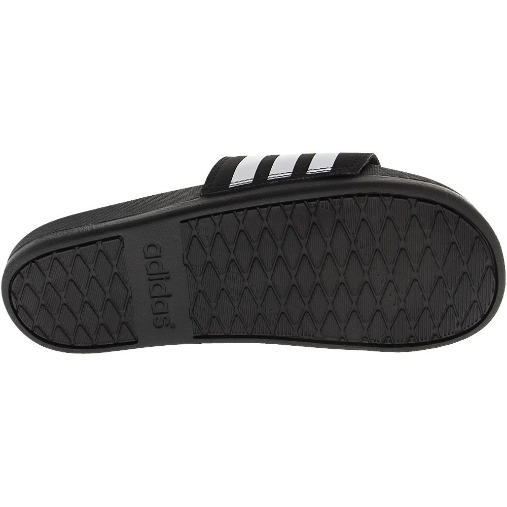 Adidas Adilette Cloudfoam Plus Logo Slides Sandals - Womens Black Black White Sole View