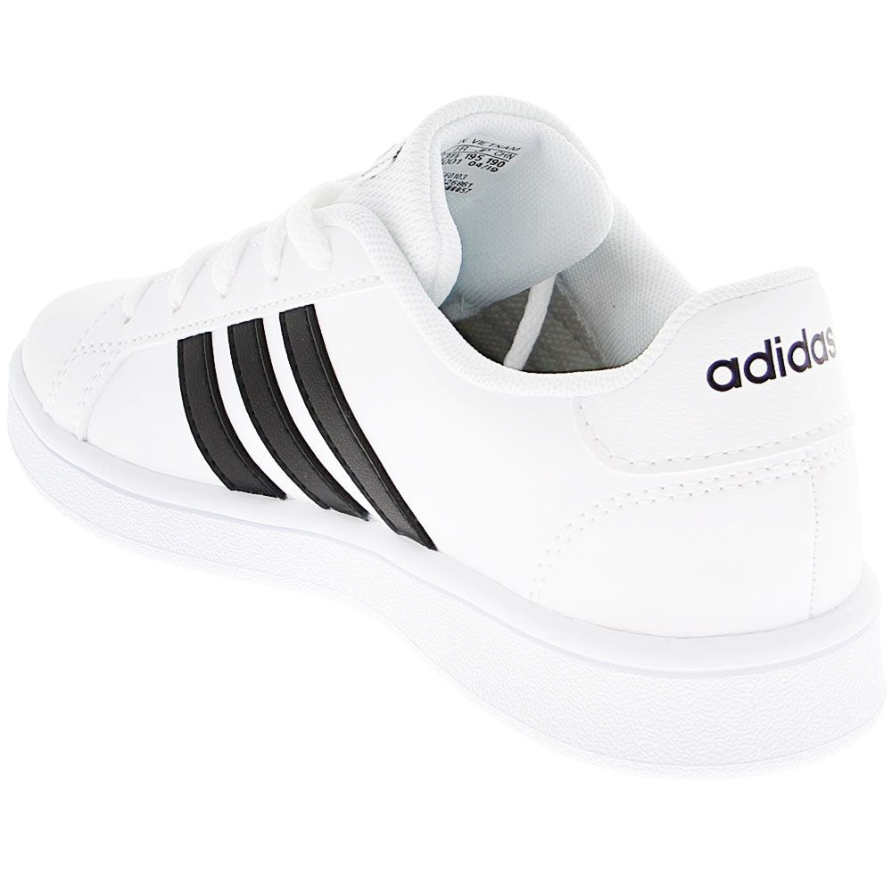 Adidas Grand Court Skate Shoes - Boys White Black Back View