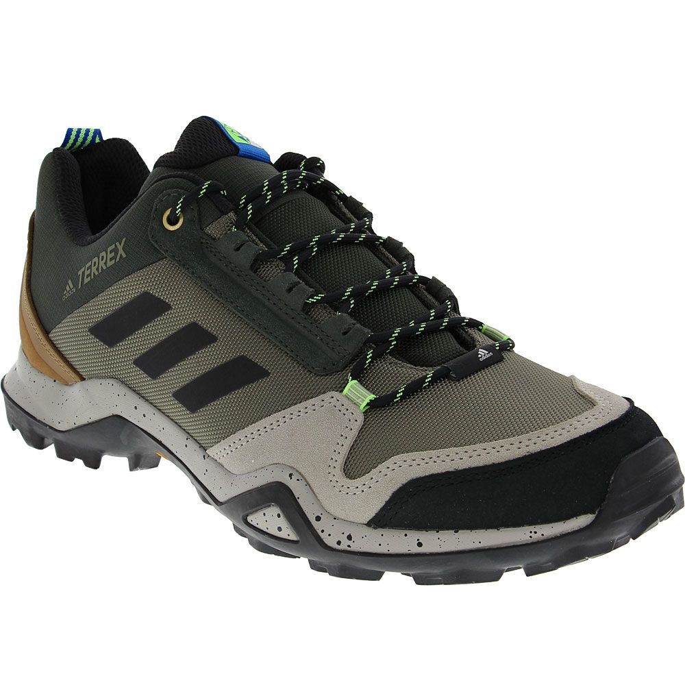Adidas Terrex Ax3 Suede Hiking Shoes - Mens Legacy Green Black Glory Blue