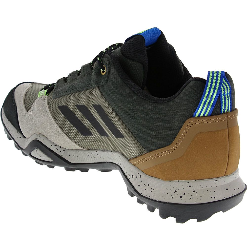 Adidas Terrex Ax3 Suede Hiking Shoes - Mens Legacy Green Black Glory Blue Back View