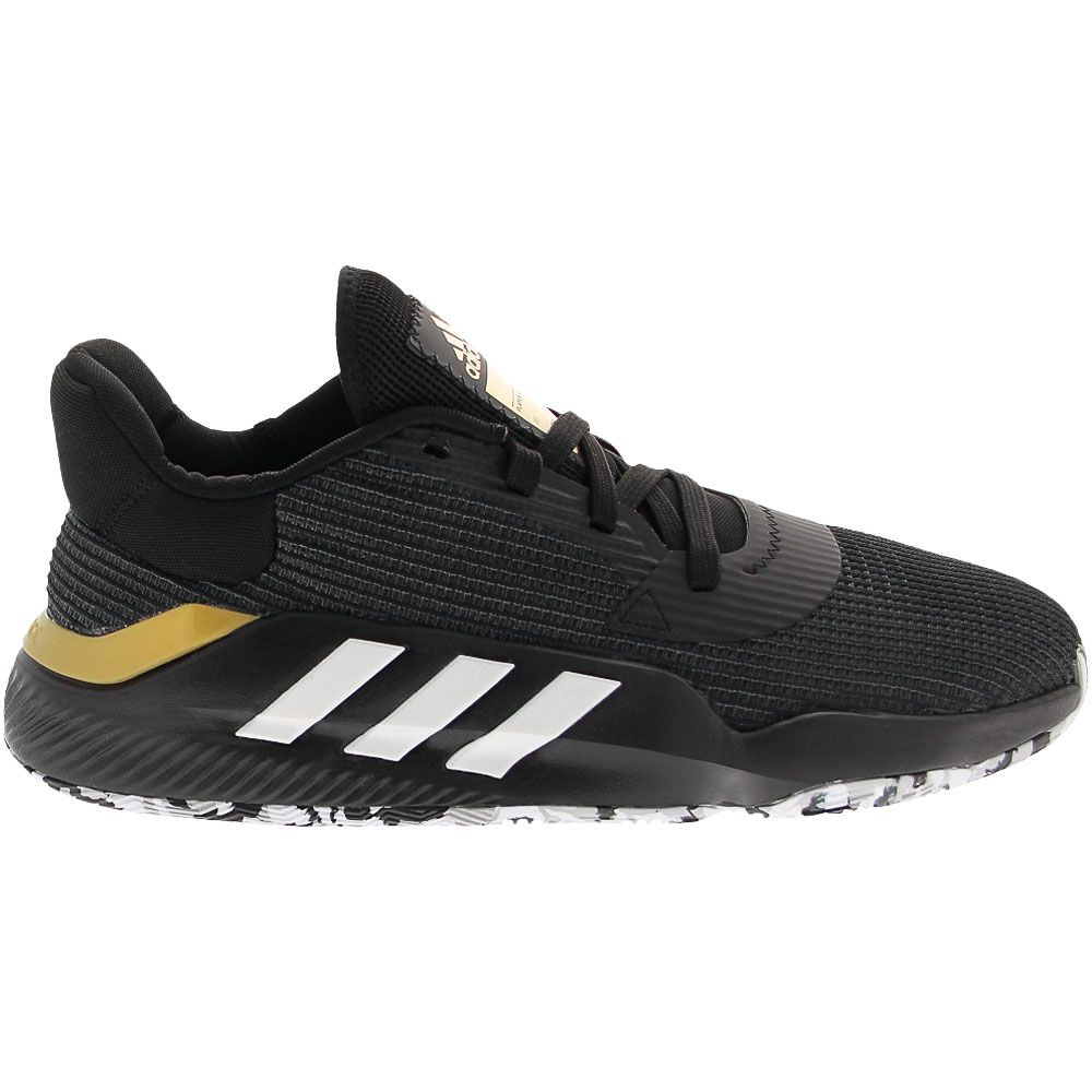 Adidas Pro Bounce 2019 Low Basketball Shoes - Mens Black White Side View