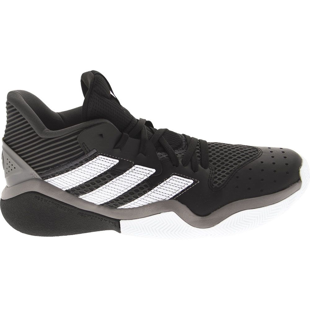 Adidas Harden Stepback Basketball Shoes - Mens Core Black Grey Six Cloud White Side View