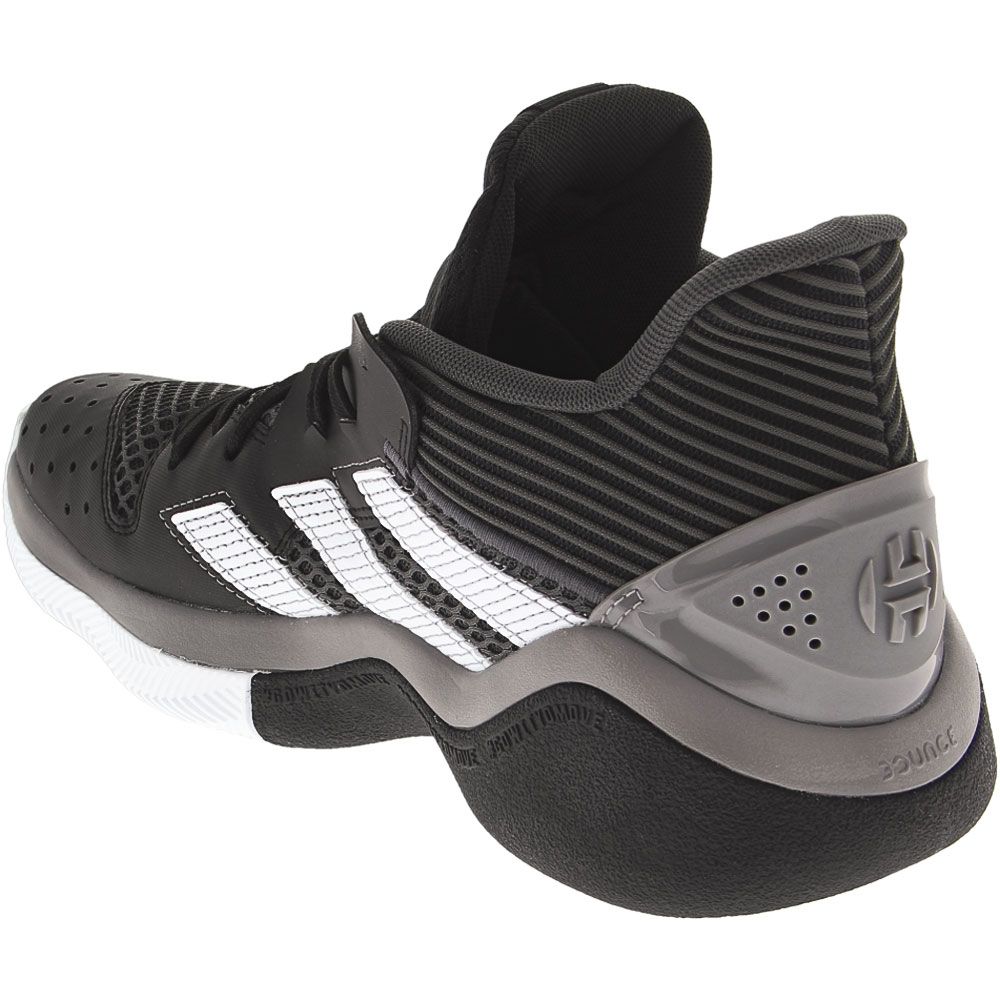 Adidas Harden Stepback Basketball Shoes - Mens Core Black Grey Six Cloud White Back View