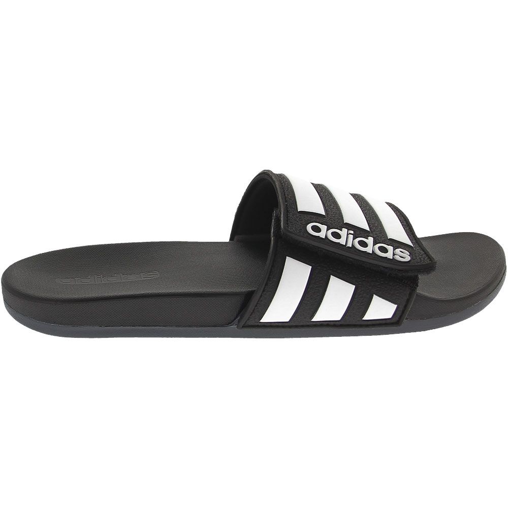 Adidas Adilette Comfort Adjustable Mens Slide Sandals Black White Side View