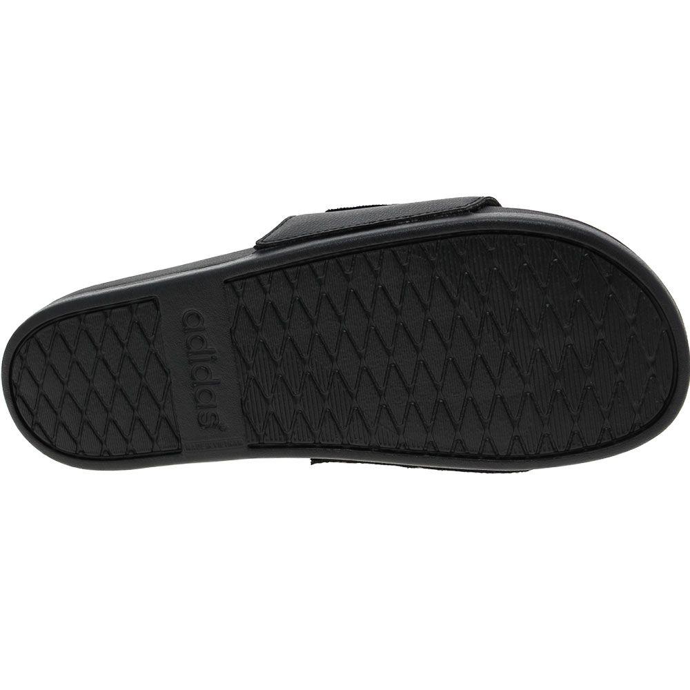 Adidas Adilette Comfort Adjustable Mens Slide Sandals Black White Stripes Sole View