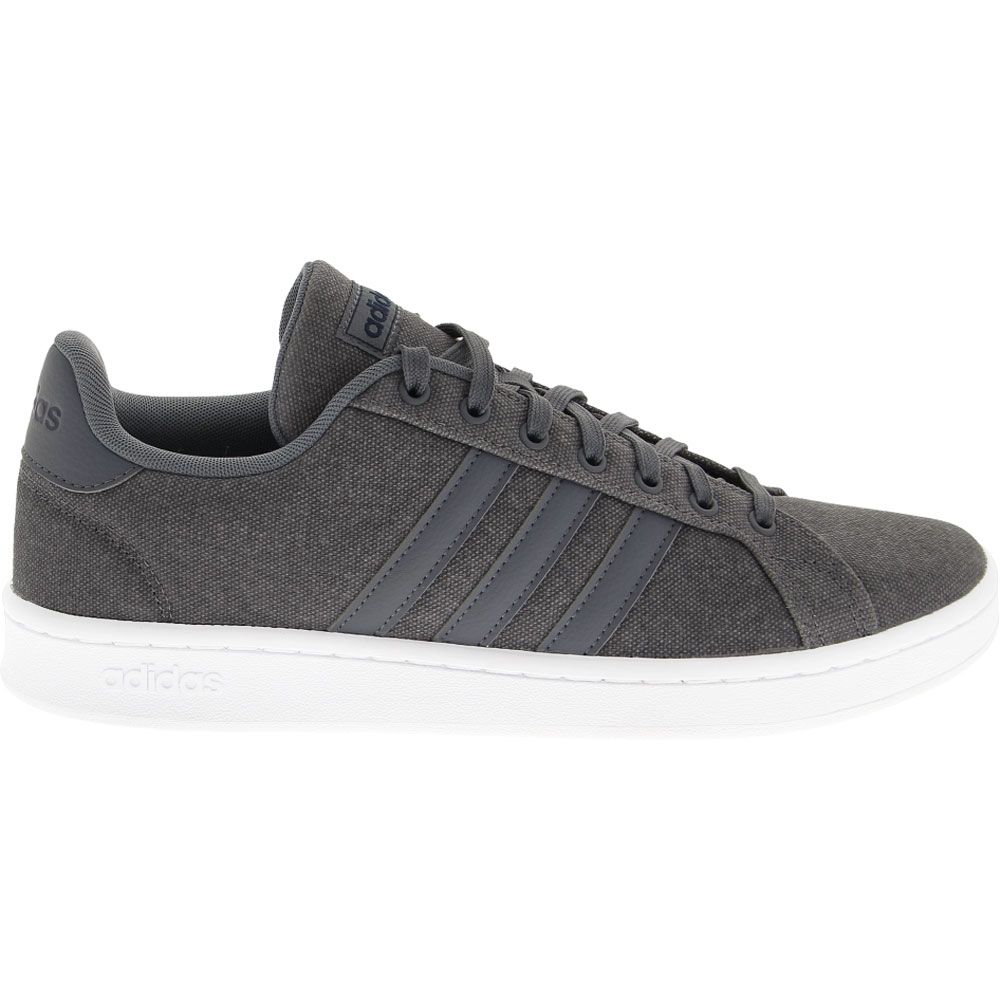 Adidas Grand Court Canvas Lifestyle Shoes - Mens Charcoal Side View