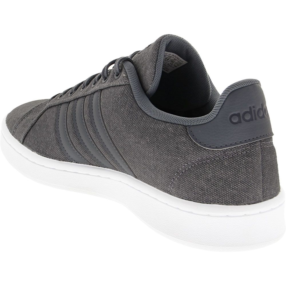Adidas Grand Court Canvas Lifestyle Shoes - Mens Charcoal Back View