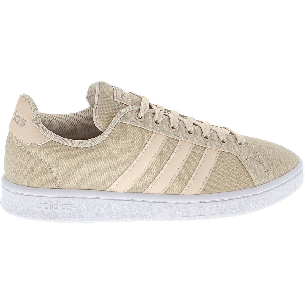 Adidas Grand Court Canvas Lifestyle Shoes - Womens Silver Side View
