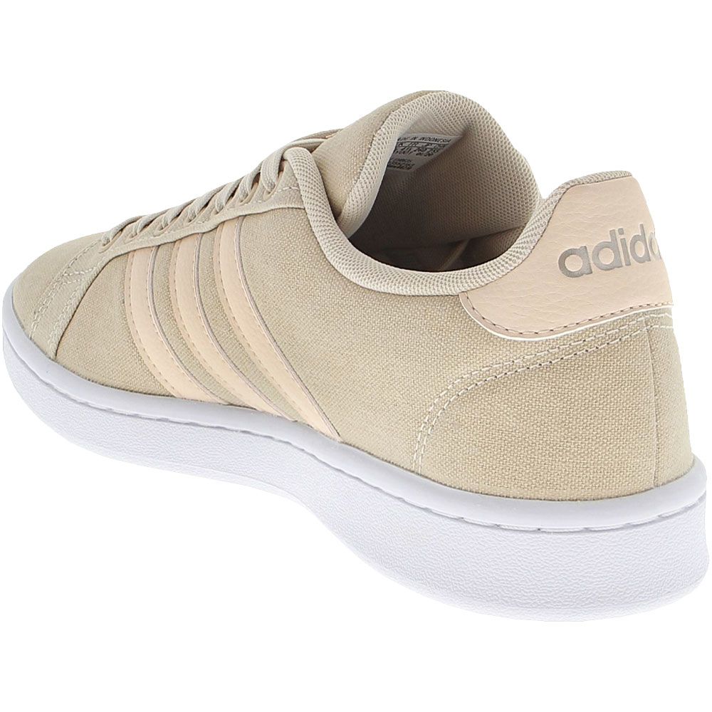 Adidas Grand Court Canvas Lifestyle Shoes - Womens Silver Back View