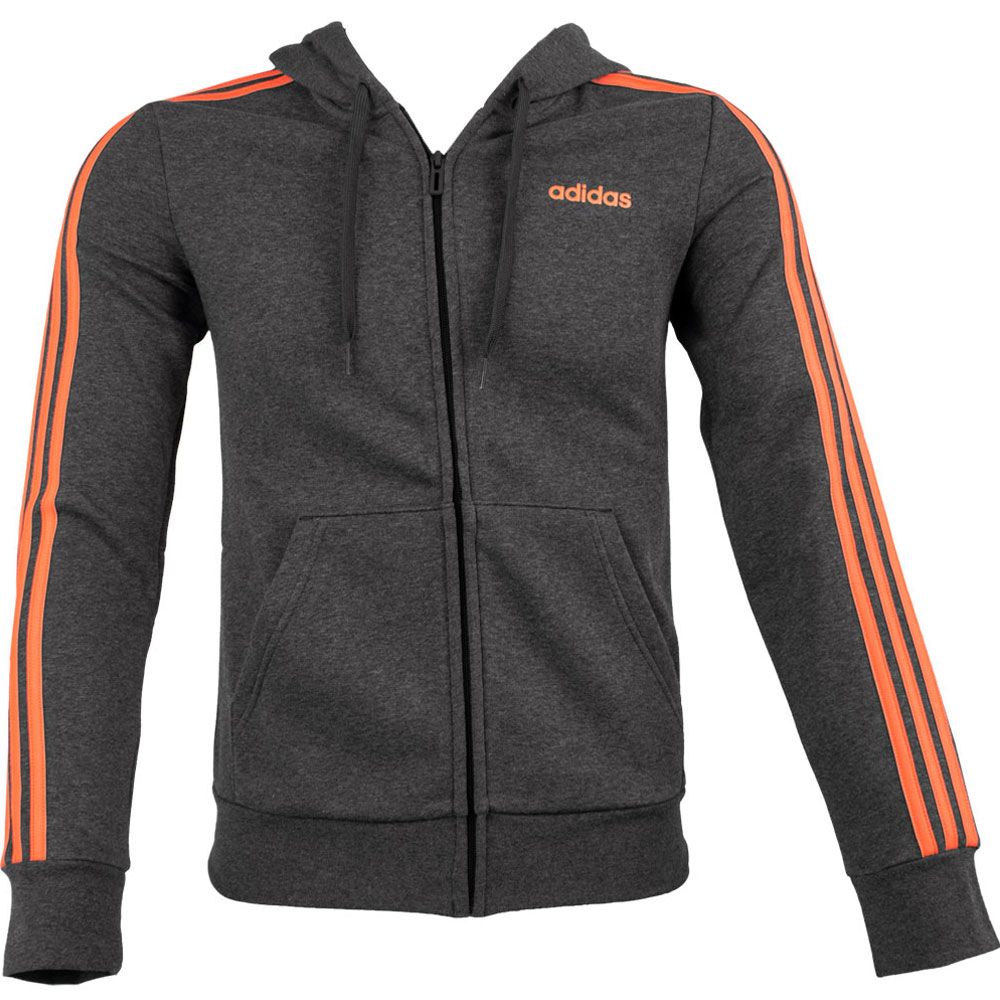 'Adidas W E 3s Fleece Fz Sweatshirts - Womens Grey Coral