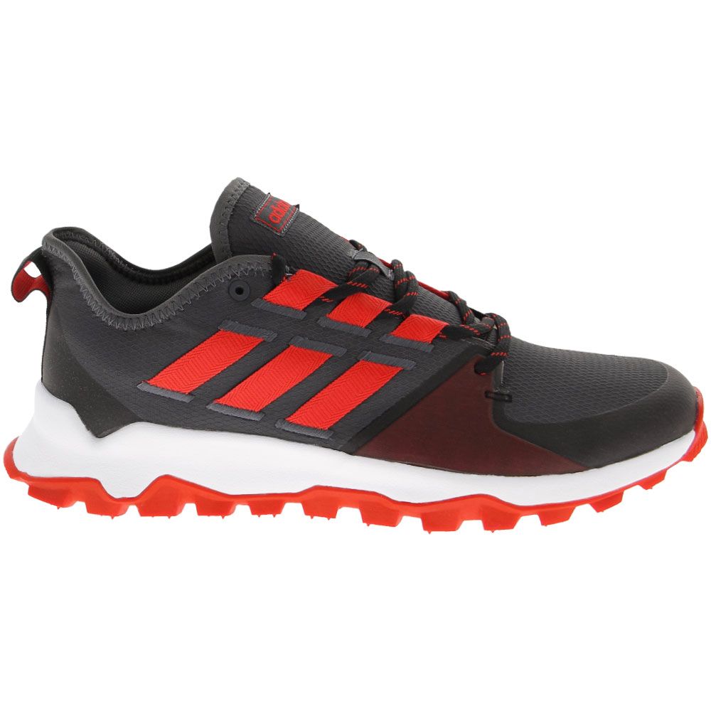 Adidas Kanadia Trail Running Shoes - Mens Grey Red Side View