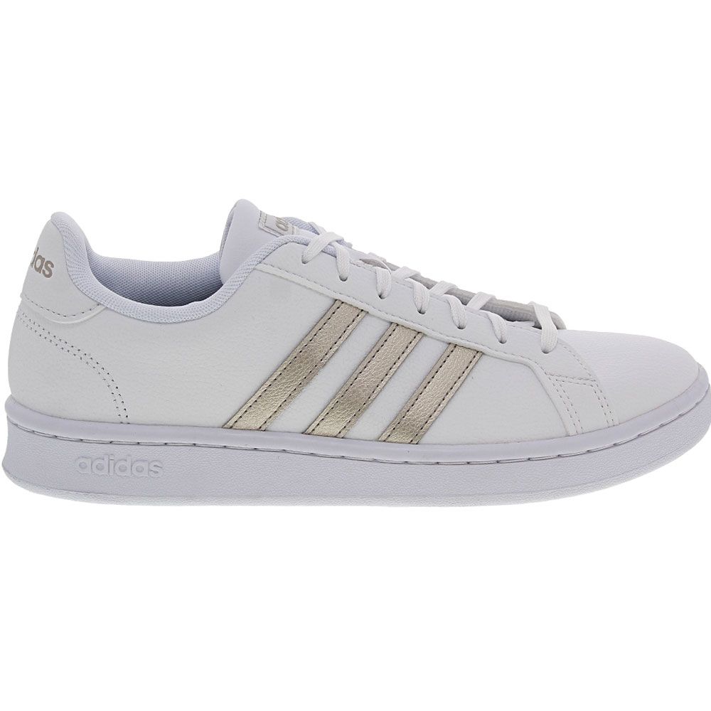 Adidas Grand Court Womens Life Style Shoes White Platinum Metallic Side View