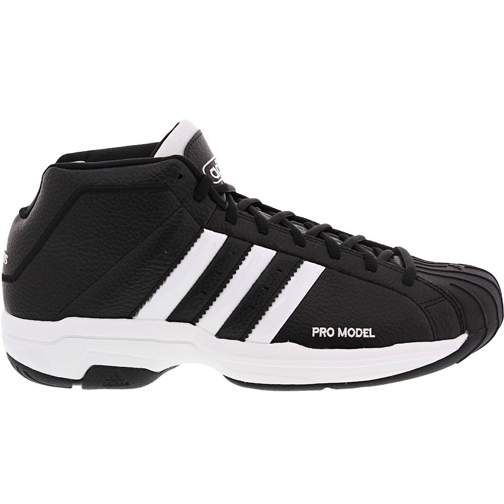 Adidas Pro Model 2g Basketball Shoes - Mens Black White Side View