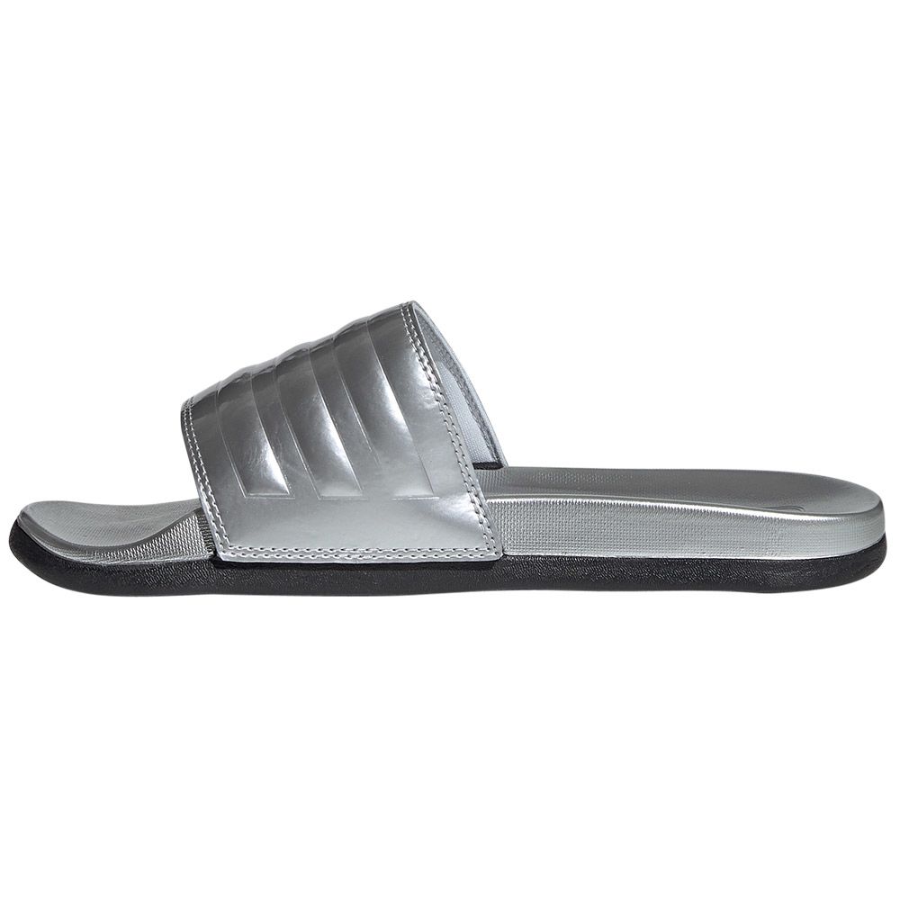 Adidas Adilette Comf Slide Sandals - Womens Silver Metallic Back View