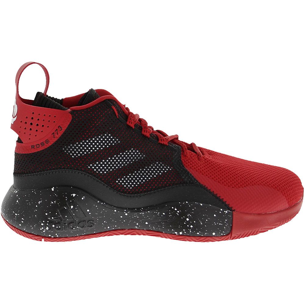 Adidas D Rose 773 Basketball Shoes - Mens Black Red Side View