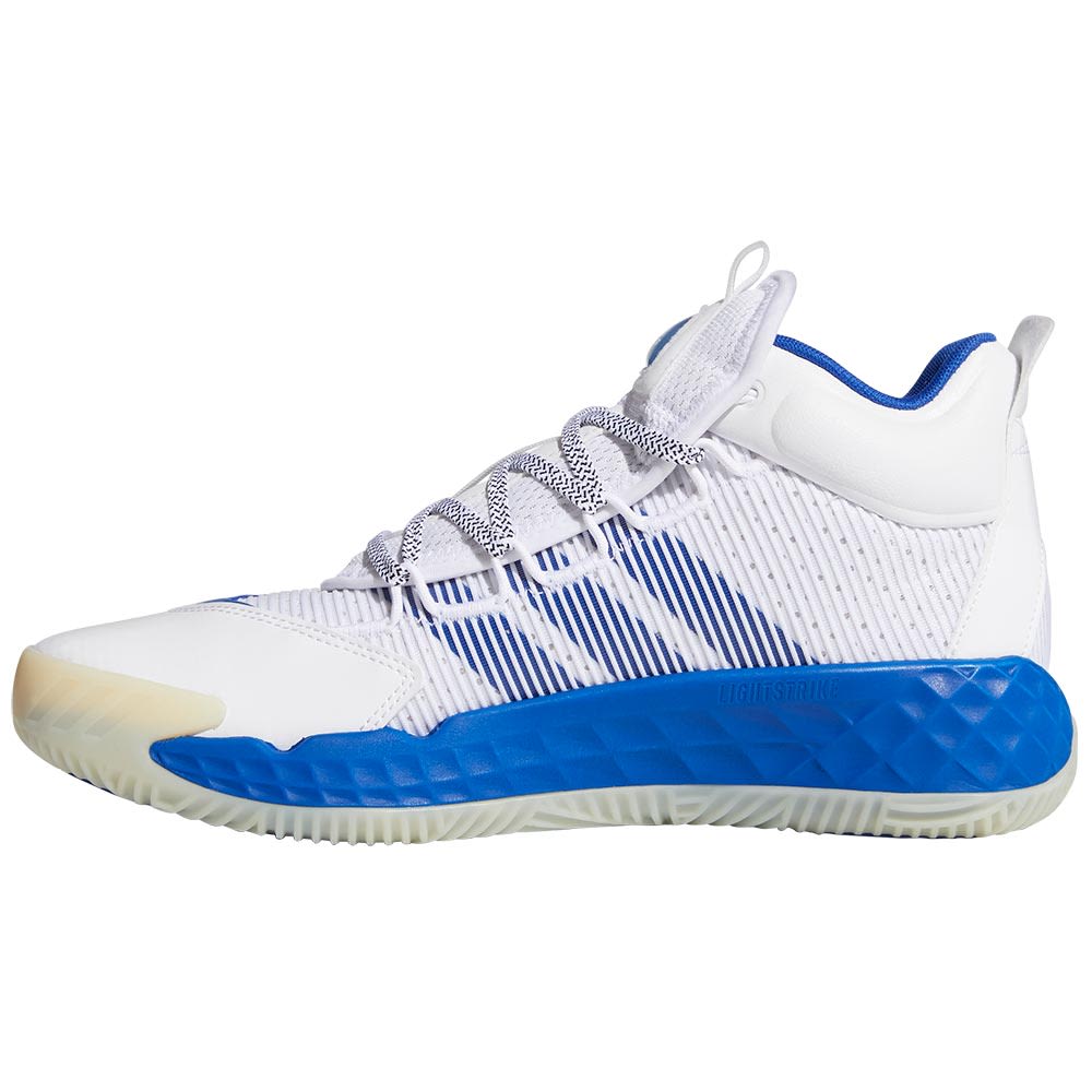 Adidas Pro Boost Mid Basketball Shoes - Mens White Blue Back View