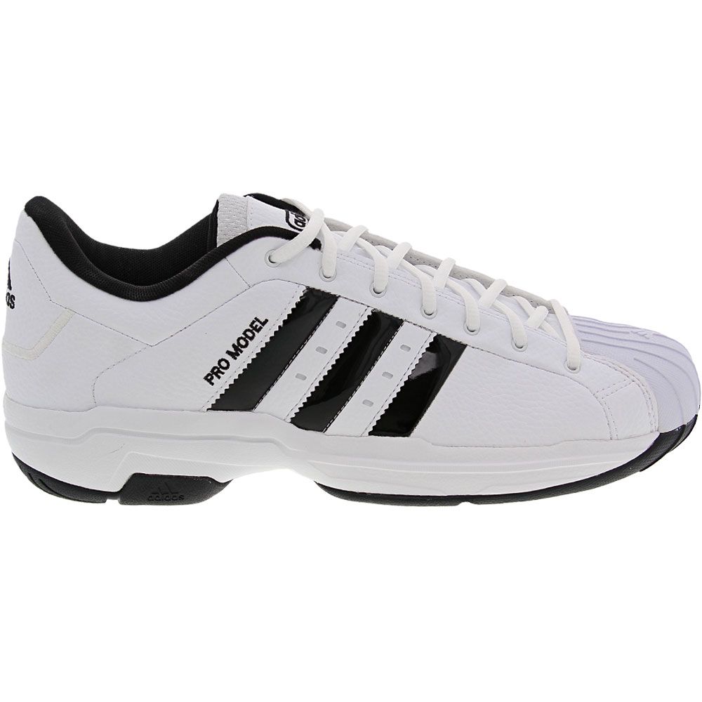 Adidas Pro Model 2g Low Basketball Shoes - Mens White Black Side View