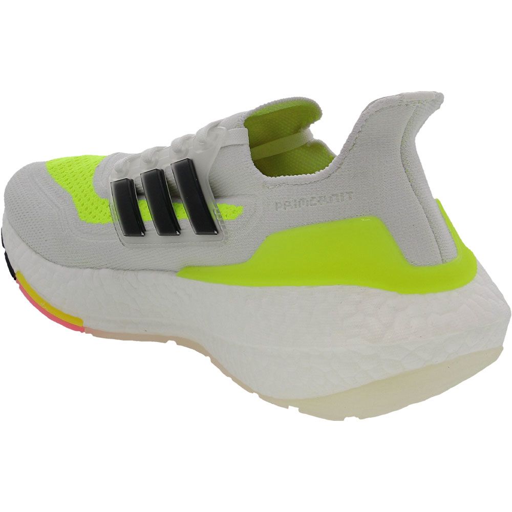 Adidas Ultraboost 21 Running Shoes - Womens White Black Yellow Back View