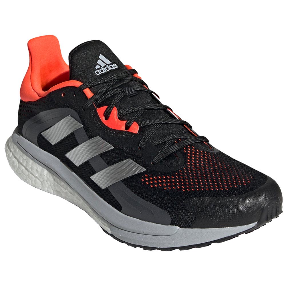 Adidas Solar Glide St Running Shoes - Mens Black Grey Two Solar Red