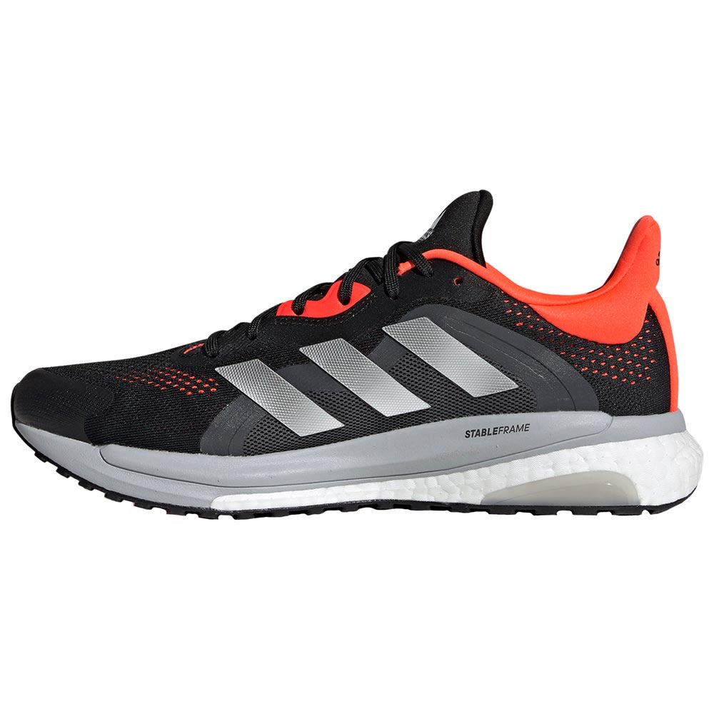 Adidas Solar Glide St Running Shoes - Mens Black Grey Two Solar Red Back View