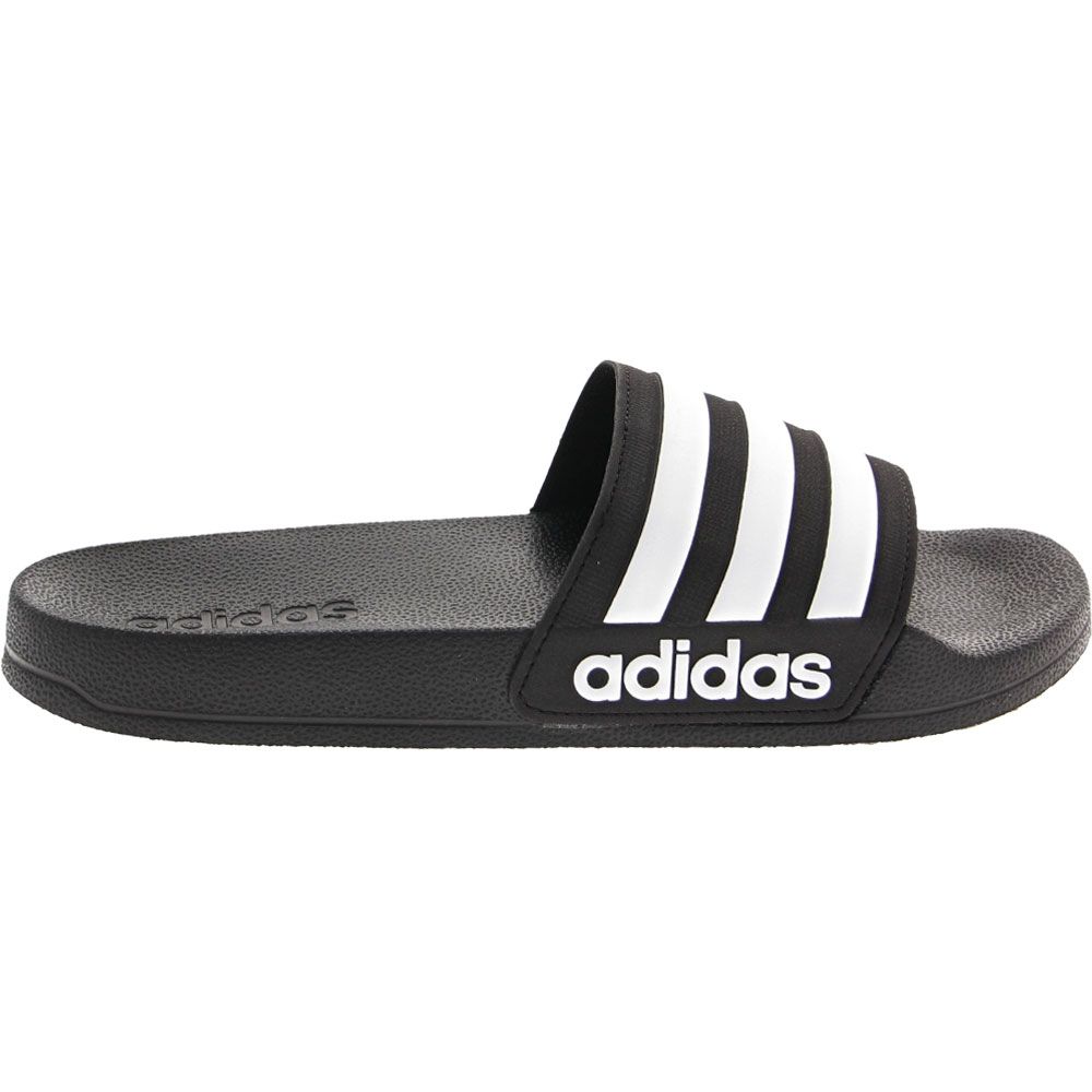 Adidas Adilette Shower K Slide Sandals - Boys | Girls Black White Side View