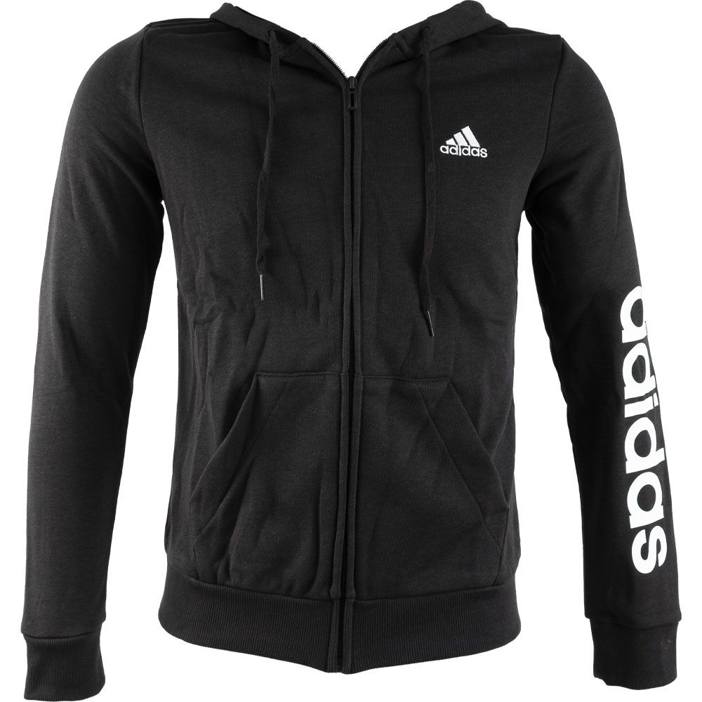 Adidas Linear Full Zip up Hooded Sweatshirt - Womens Black White