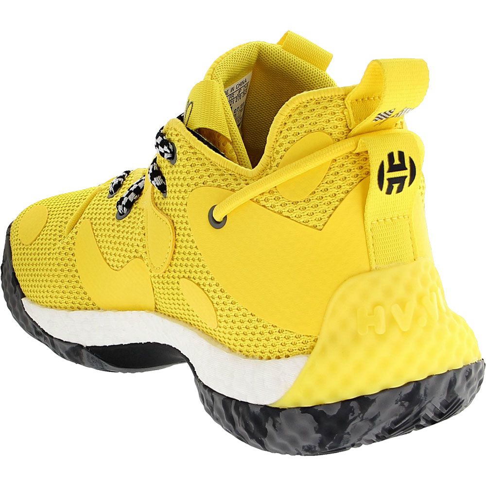 Adidas Harden Vol 6 Taxi Basketball Shoes - Mens Yellow Black Back View