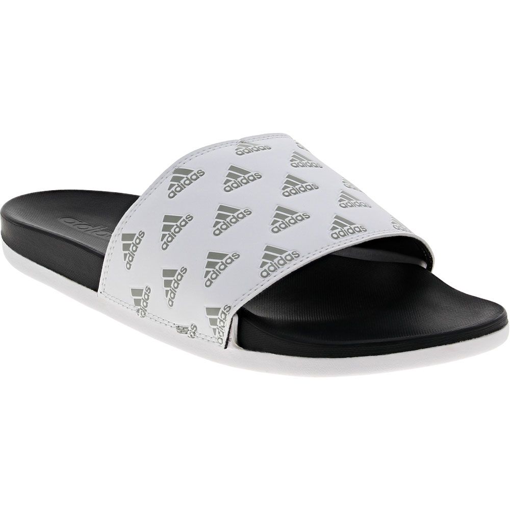 Adidas Adilette Comfort 2 Print Mens Slide Sandals Cloud White Grey Two