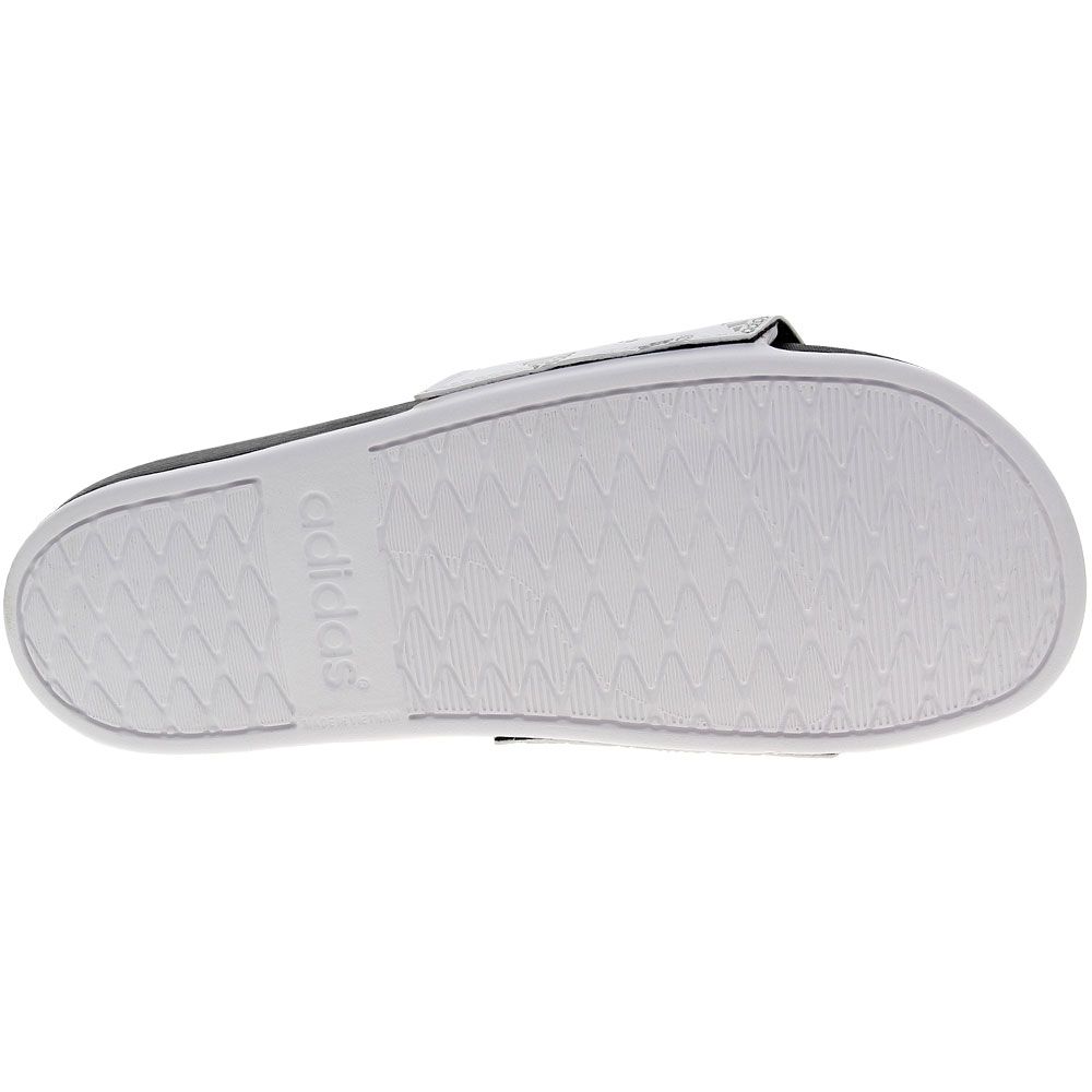Adidas Adilette Comfort 2 Print Mens Slide Sandals Cloud White Grey Two Sole View