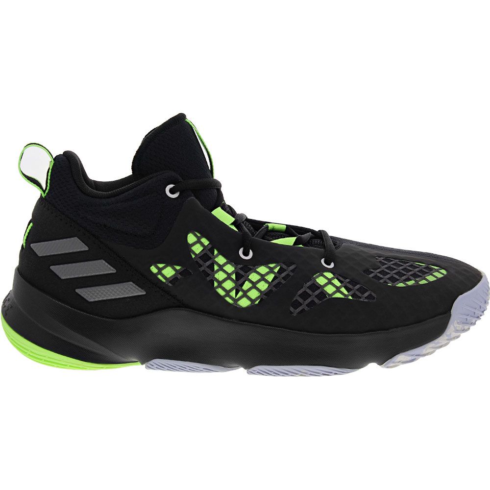 Adidas Pro N3XT 2021 Mens Basketball Shoes Black Grey Signal Green Side View