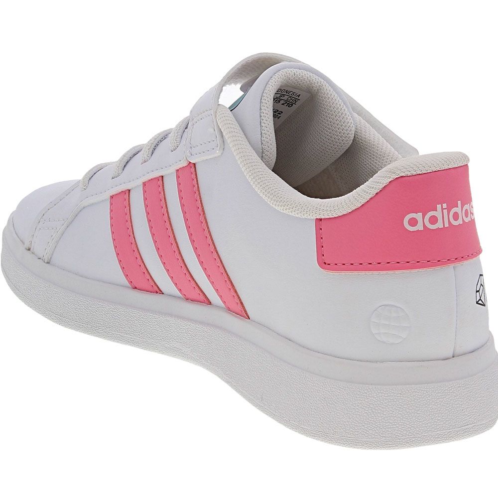Adidas Disney Grand Court Minnie Girls Lifestyle Shoes White Pink Back View