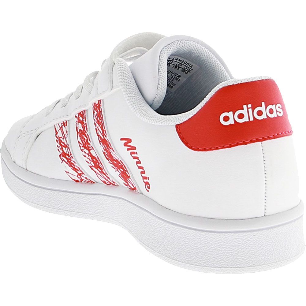 Adidas Grand Court Minnie Mouse Girls Athletic Shoes White Red Back View