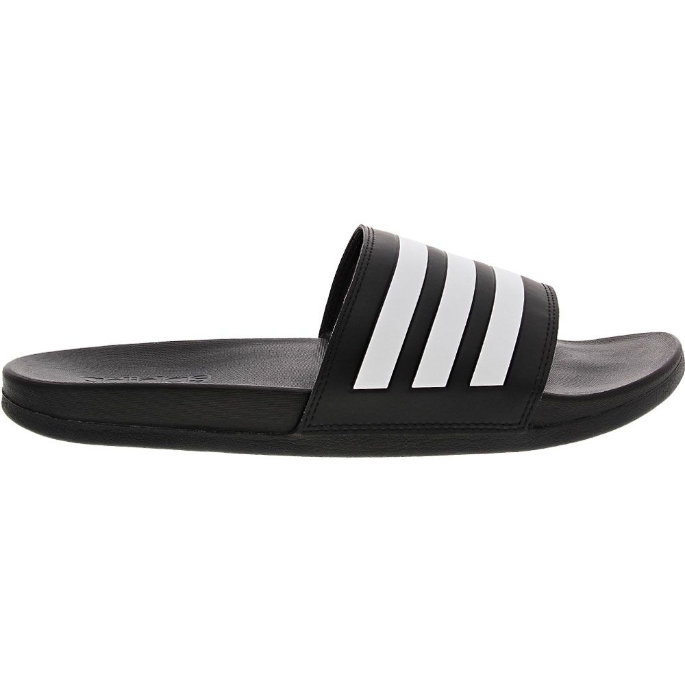 Adidas Adilette Comfort 2 Slide Sandal - Mens Black White Side View