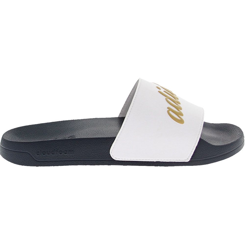Adidas Adilette Shower Retro Sandals - Womens White Gold Navy Side View