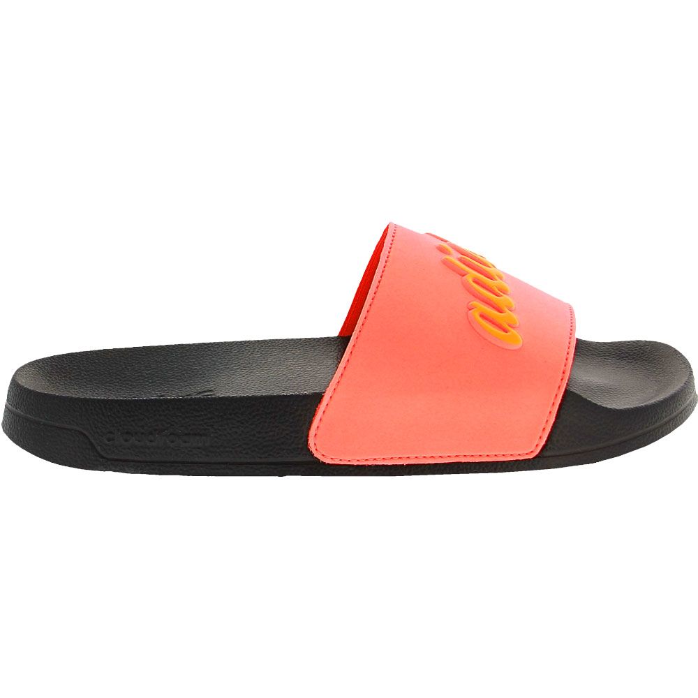 Adidas Adilette Shower Retro Sandals - Womens Acid Red Flash Orange Black Side View