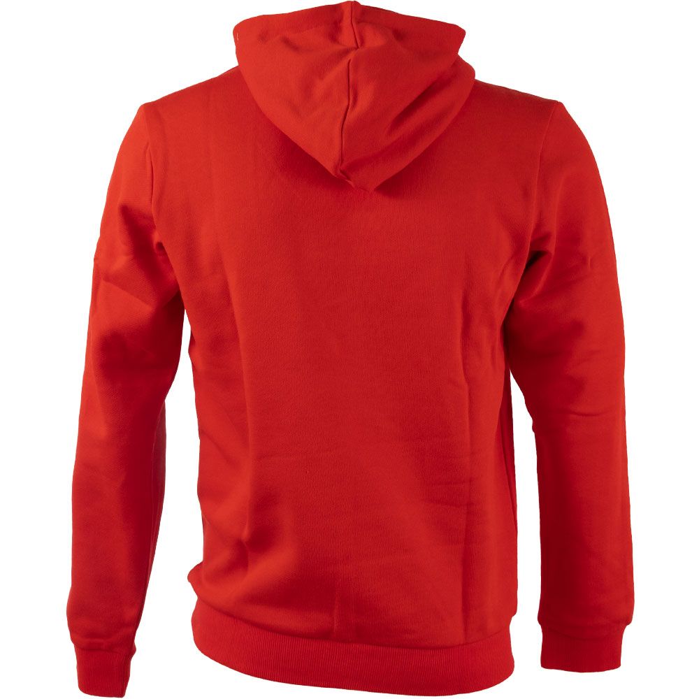 Adidas Big Logo 3 Stripe Fleece Hooded Sweatshirt - Mens Red White View 2