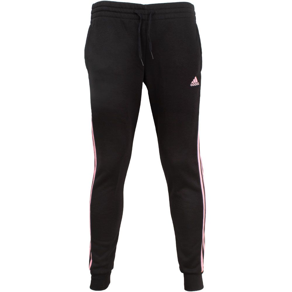Adidas 3 Stripe Fleece Pants - Womens Black Pink