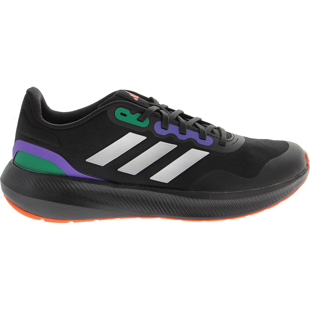 Adidas Run Falcon 3 TR Trail Running Shoes - Mens Black Silver Purple Side View