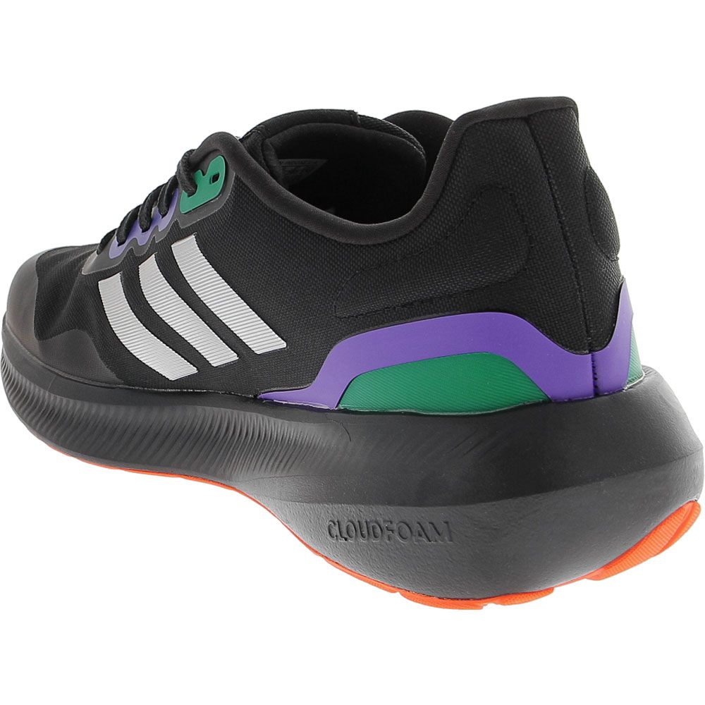 Adidas Run Falcon 3 TR Trail Running Shoes - Mens Black Silver Purple Back View